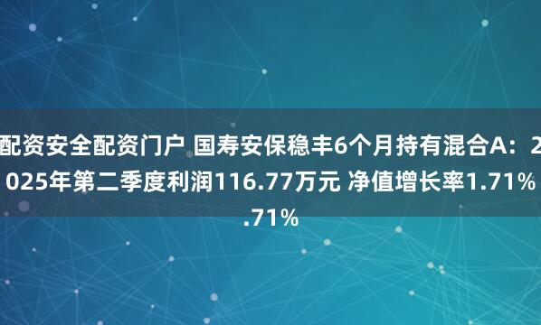 配资安全配资门户 国寿安保稳丰6个月持有混合A：2025年第二季度利润116.77万元 净值增长率1.71%